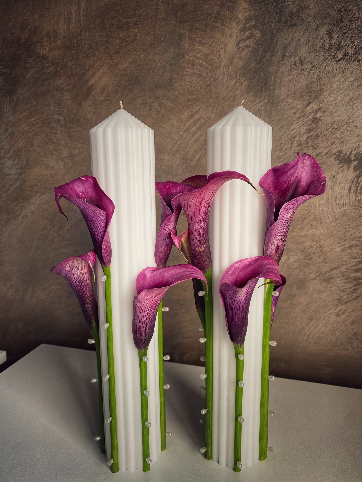 Set Lumânări Tip Stea din Parafină cu Cale Mov